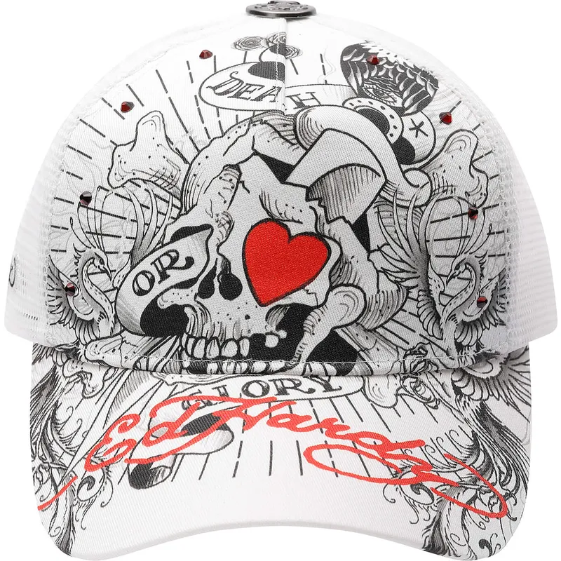 cepice-zaoblena-bila-snapback-death-or-glory-ed-hardy