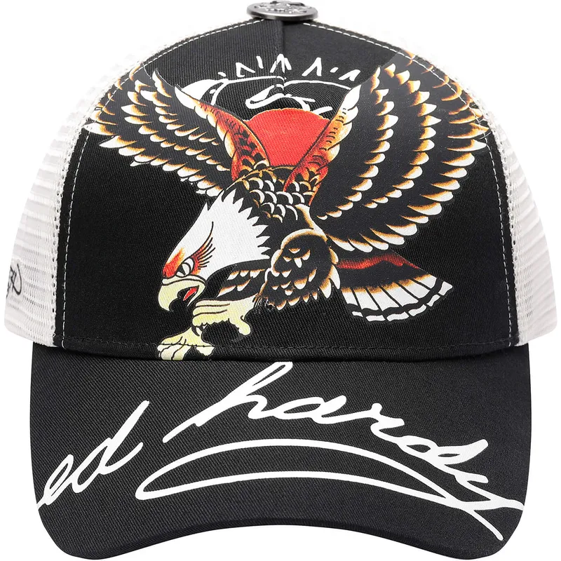 trucker-cap-schwarz-und-weiss-soaring-eagle-von-ed-hardy