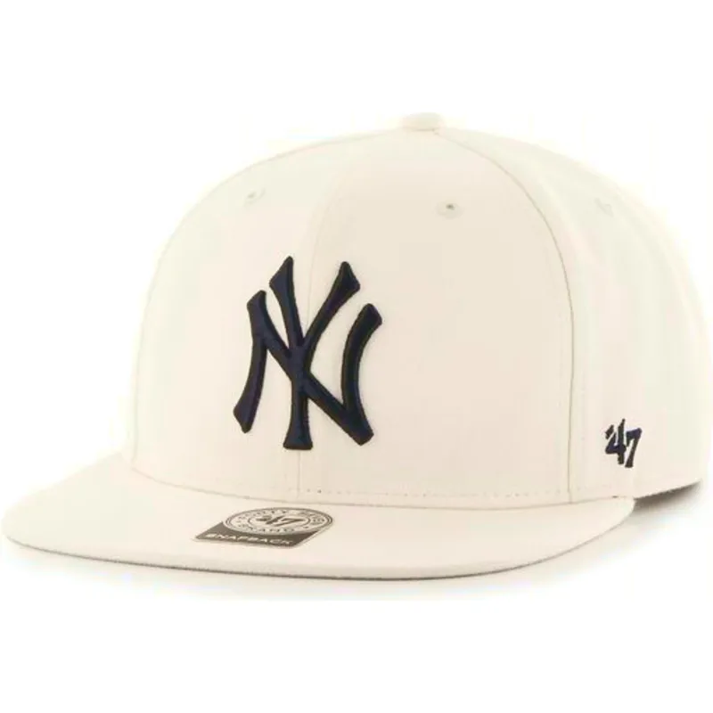 beige-einfarbige-flache-snapback-kappe-von-mlb-new-york-yankees-von-47-brand