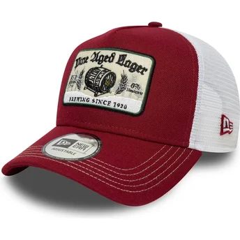 New Era 9FORTY A Frame Vintage Pine Aged Lager Red and White Trucker Hat