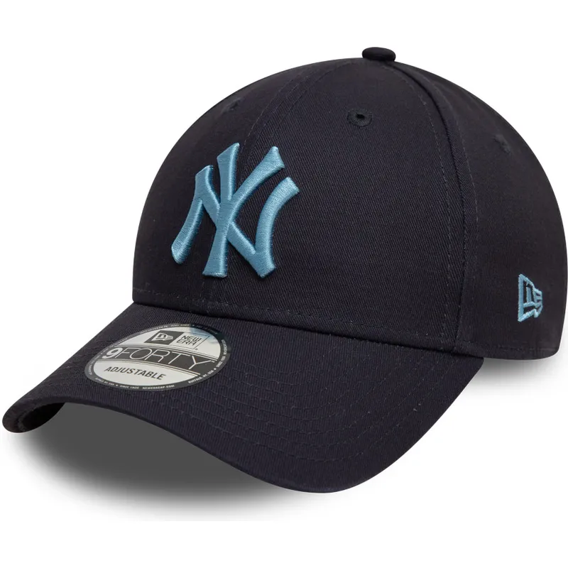 marineblaue-verstellbare-curved-cap-mit-blauem-logo-9forty-league-essential-der-new-york-yankees-mlb-von-new-era