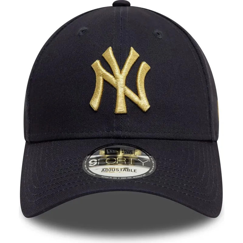 marineblaue-verstellbare-curved-cap-mit-goldenem-logo-9forty-metallic-der-new-york-yankees-mlb-von-new-era