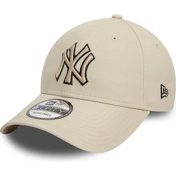 Čepice zaoblená béžová nastavitelný 9FORTY Team Outline New York Yankees MLB New Era