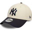 new-era-curved-brim-9forty-colour-block-new-york-yankees-mlb-beige-and-navy-blue-adjustable-cap