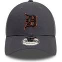 graue-verstellbare-curved-cap-mit-orangefarbenem-logo-9forty-side-patch-der-detroit-tigers-mlb-von-new-era