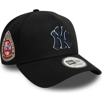 New Era Curved Brim Navy Blue Logo 9FORTY A Frame World Series Patch New York Yankees MLB Black Snapback Cap