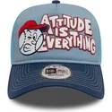 blaue-9forty-a-frame-graphic-trucker-kappe-von-attitude-is-everything-von-new-era