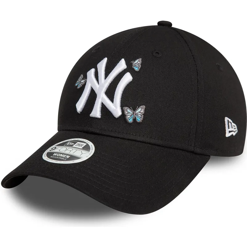 schwarze-verstellbare-curved-cap-fur-damen-9twenty-icon-butterflies-der-new-york-yankees-mlb-von-new-era