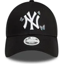 schwarze-verstellbare-curved-cap-fur-damen-9twenty-icon-butterflies-der-new-york-yankees-mlb-von-new-era