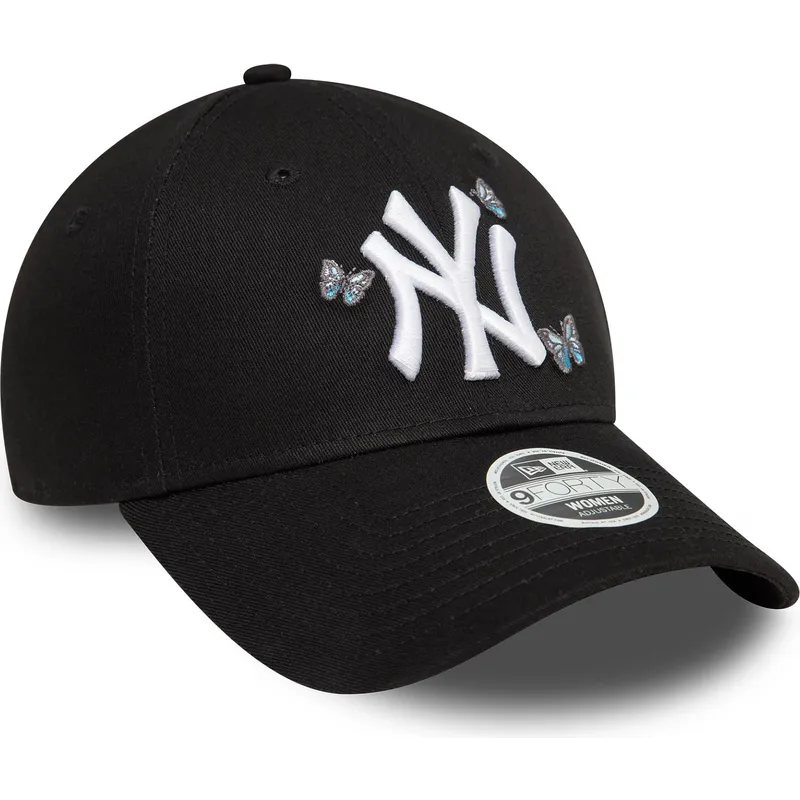 schwarze-verstellbare-curved-cap-fur-damen-9twenty-icon-butterflies-der-new-york-yankees-mlb-von-new-era