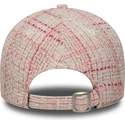 verstellbare-rosa-damenkappe-mit-gebogenem-schirm-und-rosa-logo-9forty-tweed-der-new-york-yankees-mlb-von-new-era