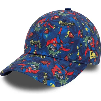 Cap zaoblená navy blue adjustable strap pro děti 9FORTY All Over Print Superman DC Comics New Era
