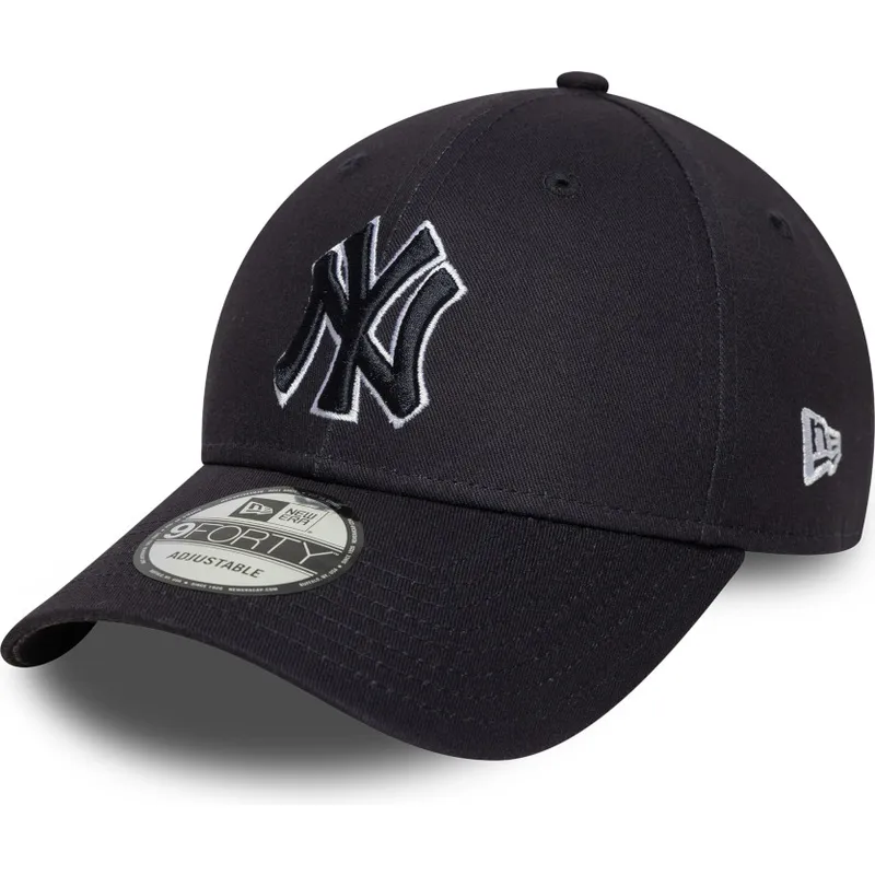 marineblaue-verstellbare-curved-cap-mit-marineblauen-logo-9forty-outline-der-new-york-yankees-mlb-von-new-era