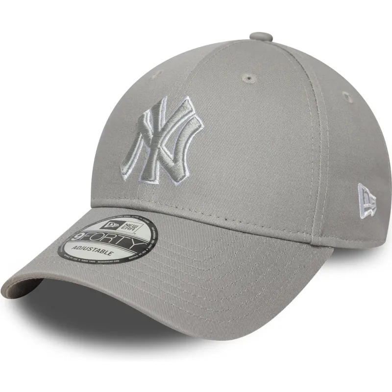 graue-verstellbare-curved-cap-9forty-outline-der-new-york-yankees-mlb-von-new-era
