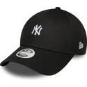 new-era-curved-brim-women-9forty-mini-logo-new-york-yankees-mlb-black-adjustable-cap