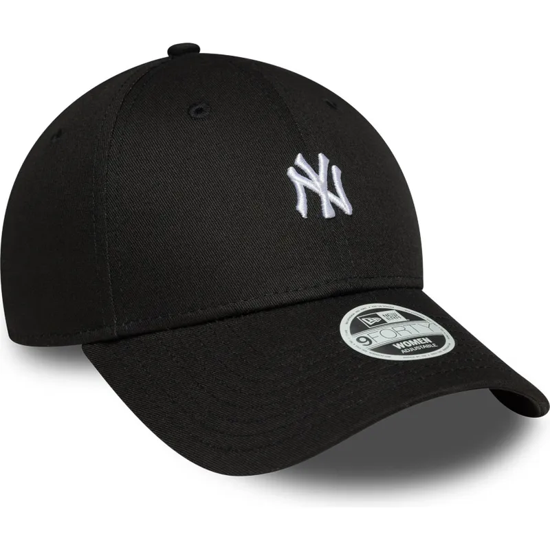 schwarze-gebogene-verstellbare-damenkappe-9forty-mini-logo-der-new-york-yankees-mlb-von-new-era