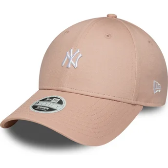 Verstellbare rosa Damenkappe mit gebogenem Schirm 9FORTY Mini Logo der New York Yankees MLB von New Era