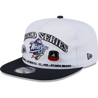 Weiße und schwarze flache Snapback-Kappe Golfer Championship Pin von New York Yankees & Atlanta Braves MLB von New Era