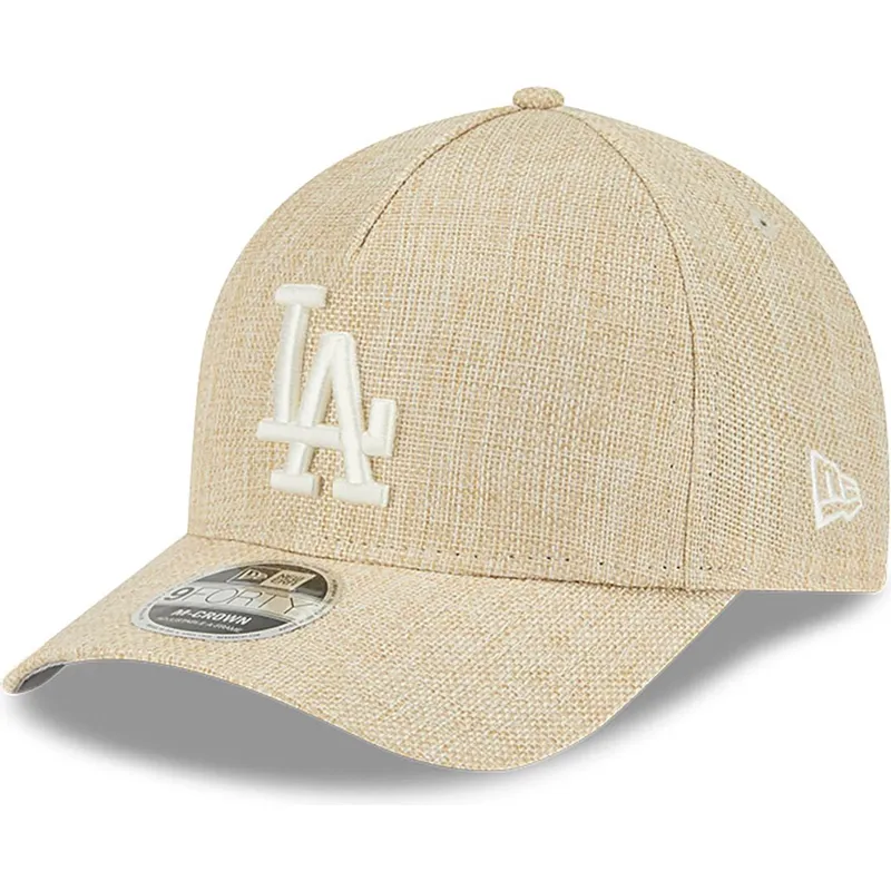 cepice-zaoblena-bezova-snapback-9forty-m-crown-a-frame-cotton-weave-los-angeles-dodgers-mlb-new-era