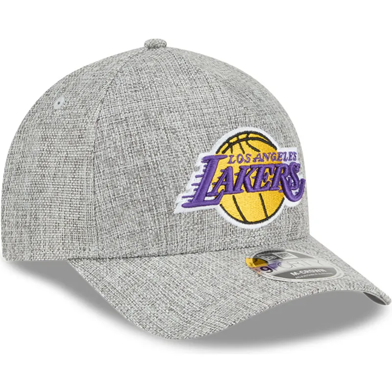 graue-gebogene-snapback-kappe-9forty-m-crown-a-frame-cotton-weave-der-los-angeles-lakers-nba-von-new-era