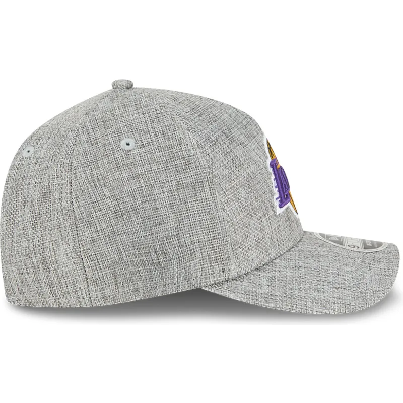 graue-gebogene-snapback-kappe-9forty-m-crown-a-frame-cotton-weave-der-los-angeles-lakers-nba-von-new-era
