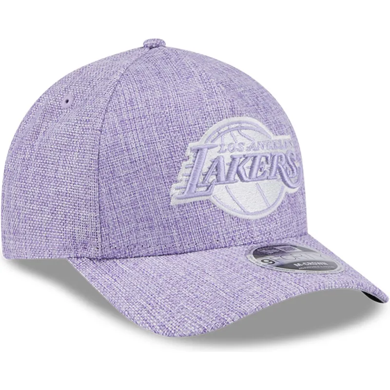 violette-gebogene-snapback-kappe-9forty-m-crown-a-frame-cotton-weave-der-los-angeles-lakers-nba-von-new-era