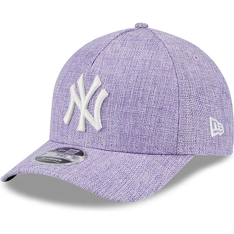 violette-gebogene-snapback-kappe-9forty-m-crown-a-frame-cotton-weave-der-new-york-yankees-mlb-von-new-era