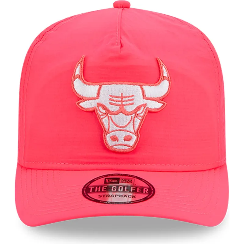 rosa-verstellbare-gebogene-kappe-golfer-everyday-nylon-von-chicago-bulls-nba-von-new-era