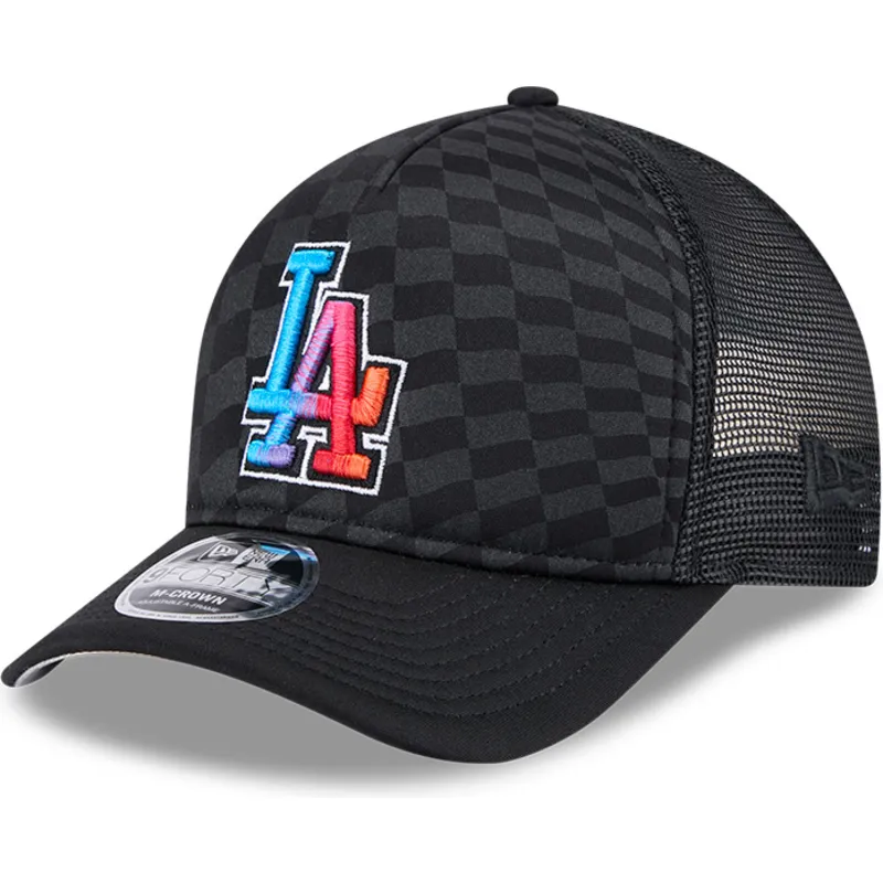 schwarze-trucker-kappe-9forty-m-crown-a-frame-gradient-raceway-los-angeles-dodgers-mlb-von-new-era
