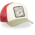 capslab-looney-tunes-loo11-bug1-bugs-bunny-trucker-kappe-in-beige-rot-und-grun