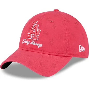 Čepice zaoblená růžová nastavitelný pásek 9TWENTY Pattern Spring Training Fan Pack 2025 Los Angeles Dodgers MLB New Era