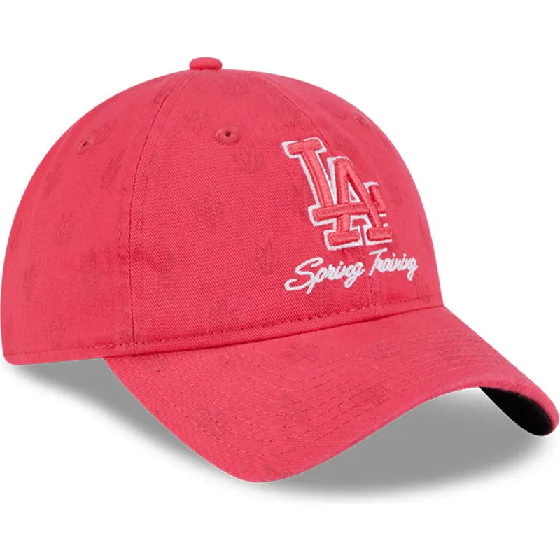 cap-zaoblena-pink-adjustable-strap-9twenty-pattern-spring-training-fan-pack-2025-los-angeles-dodgers-mlb-new-era