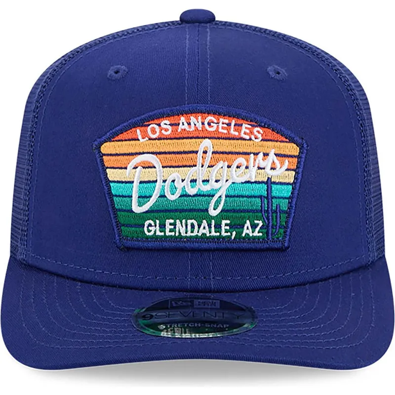 trucker-cap-blau-9seventy-stretch-snap-mesh-spring-training-fan-pack-2025-der-los-angeles-dodgers-mlb-von-new-era