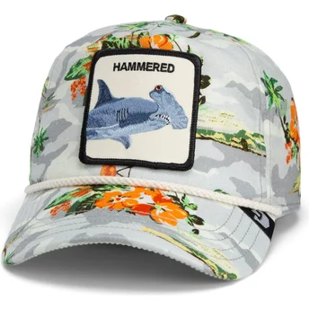 Καπέλο λευκό snapback με καμπύλη καρχαρία σφυροκέφαλου...