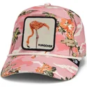 rosa-snapback-kappe-mit-gebogenem-schirm-und-flamingo-floatie-floater-randy-souse-git-salty-rim-the-farm-von-goorin-bros