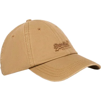 Καφέ καπέλο με κυρτό γείσο Vintage Embroidery Light Sand της Superdry, ρυθμιζόμενο