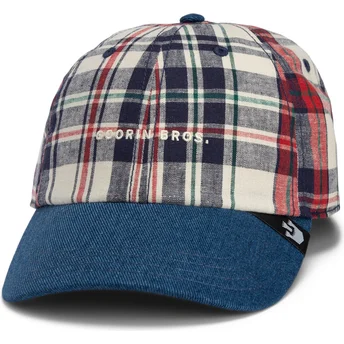 Čepice zaoblená námořnická modrá snapback Goorin Bros. Curved Brim Raised In A Barn Papa Cap Madras The Farm Navy Blue and Red Cap The Farm Goorin Bros.