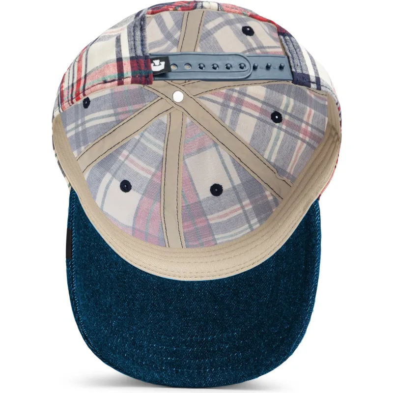 cepice-zaoblena-namornicka-modra-snapback-goorin-bros-curved-brim-raised-in-a-barn-papa-cap-madras-the-farm-navy-blue-and-red-ca