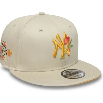 Beige flache Snapback-Kappe 9FIFTY Floral New York Yankees MLB von New Era