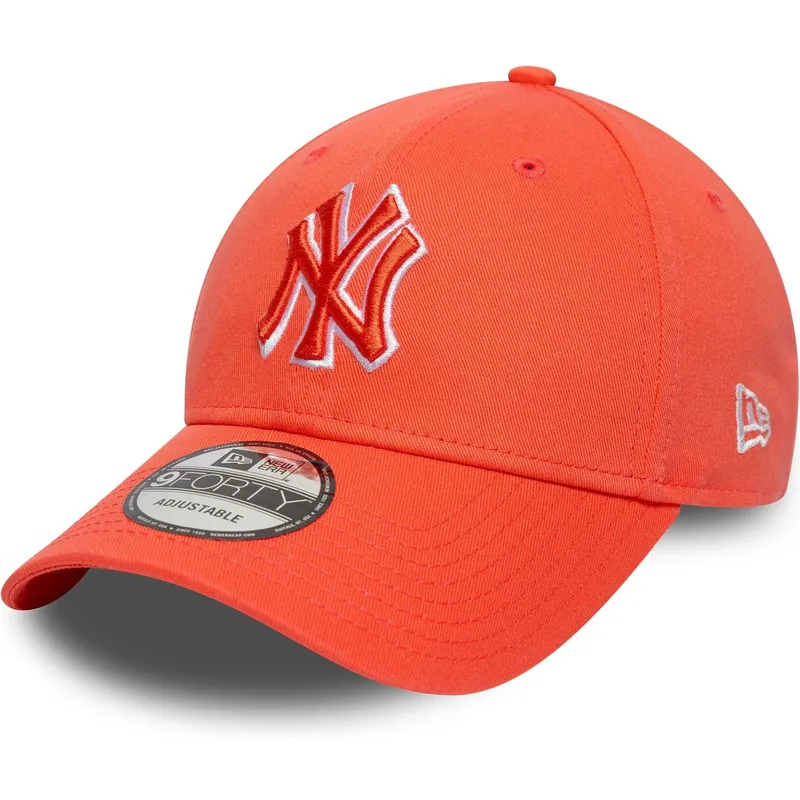 orangefarbene-verstellbare-curved-cap-mit-orangefarbenem-logo-9forty-team-outline-der-new-york-yankees-mlb-von-new-era