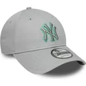 graue-verstellbare-curved-cap-mit-grauem-logo-9forty-team-outline-der-new-york-yankees-mlb-von-new-era