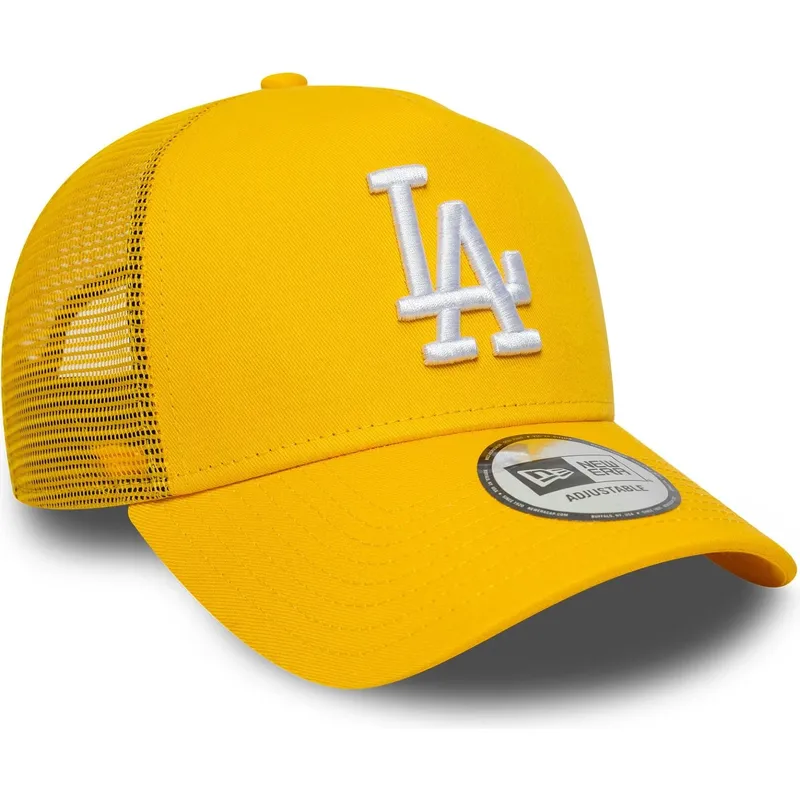 gelbe-trucker-cap-a-frame-league-essential-der-los-angeles-dodgers-mlb-von-new-era