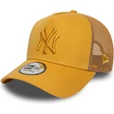 gelbe-trucker-cap-mit-gelbem-logo-a-frame-league-essential-der-new-york-yankees-mlb-von-new-era