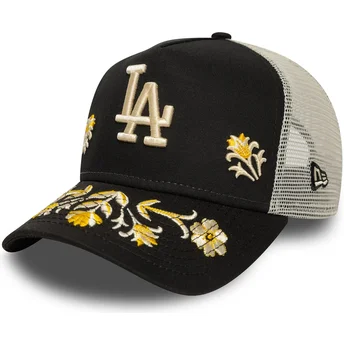 Schwarze Trucker-Kappe A-Frame Floral Icon Los Angeles Dodgers MLB von New Era