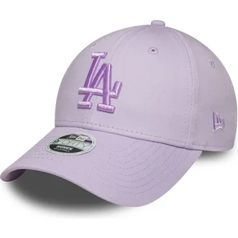 New Era Curved Brim Women Purple Logo 9FORTY League Essential Los Angeles Dodgers MLB Purple Adjustable Cap