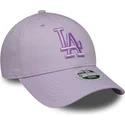 violette-verstellbare-curved-cap-fur-damen-mit-violettem-logo-9forty-league-essential-der-los-angeles-dodgers-mlb-von-new-era