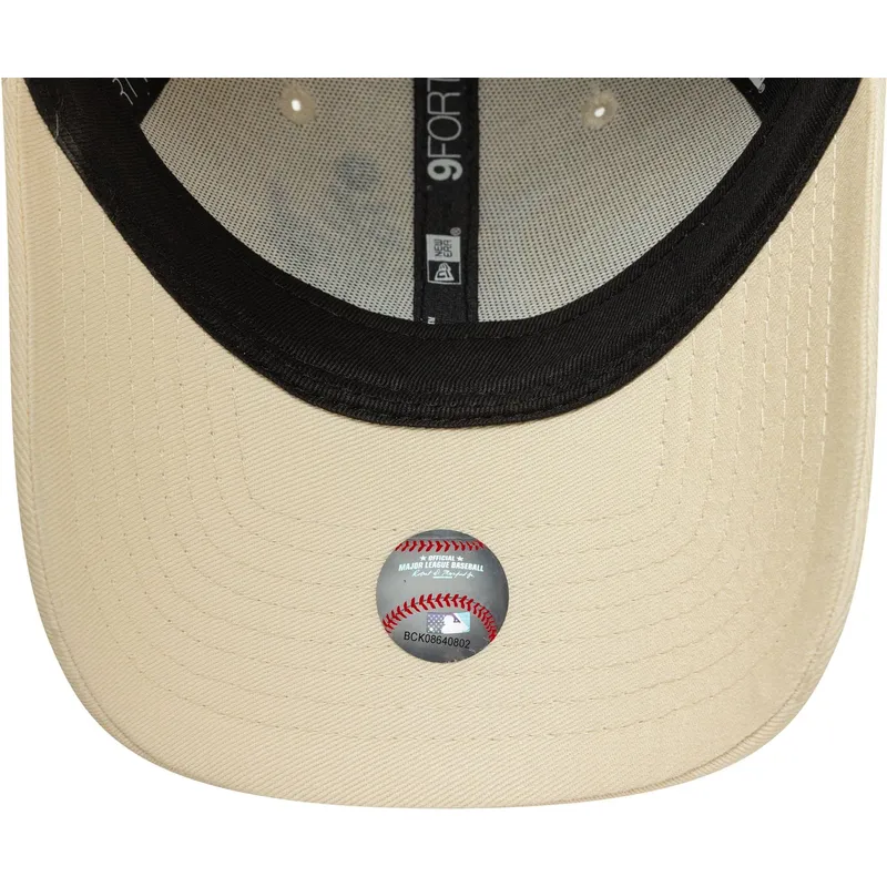 beige-verstellbare-curved-cap-fur-damen-9forty-floral-icon-der-los-angeles-dodgers-mlb-von-new-era
