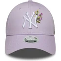 new-era-new-york-yankees-mlb-9forty-floral-icon-verstellbare-violette-damenkappe-mit-gebogenem-schirm
