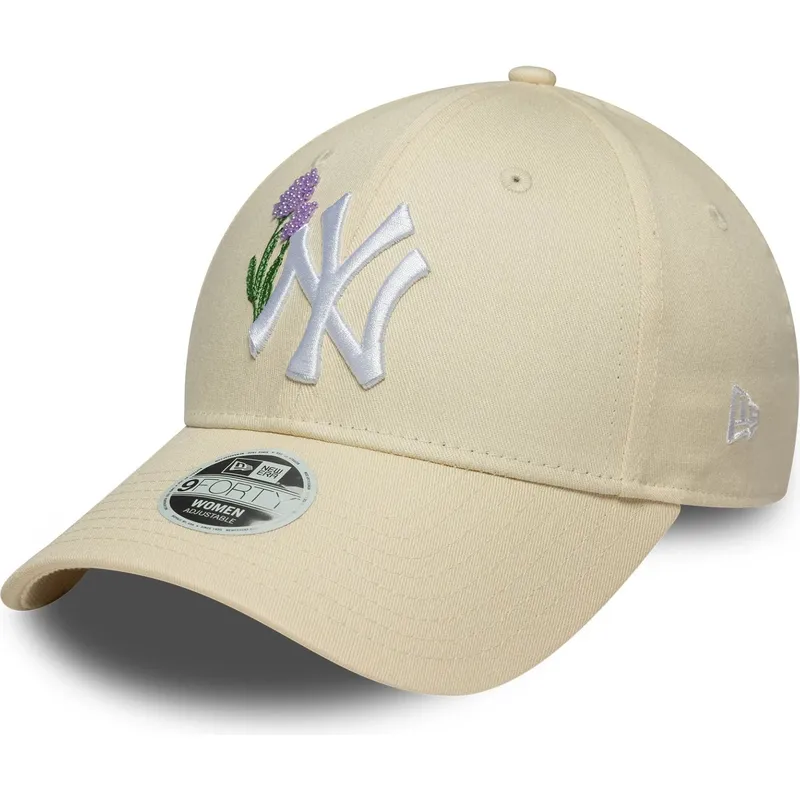 justerbar-beige-bojd-keps-for-kvinnor-9forty-beaded-new-york-yankees-mlb-fran-new-era