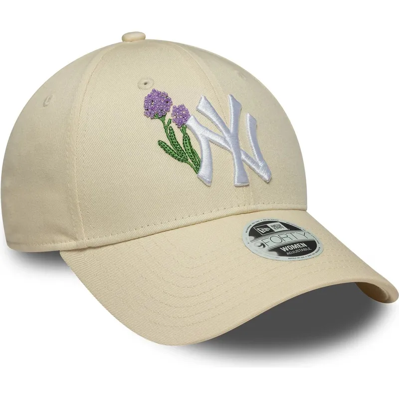 justerbar-beige-bojd-keps-for-kvinnor-9forty-beaded-new-york-yankees-mlb-fran-new-era